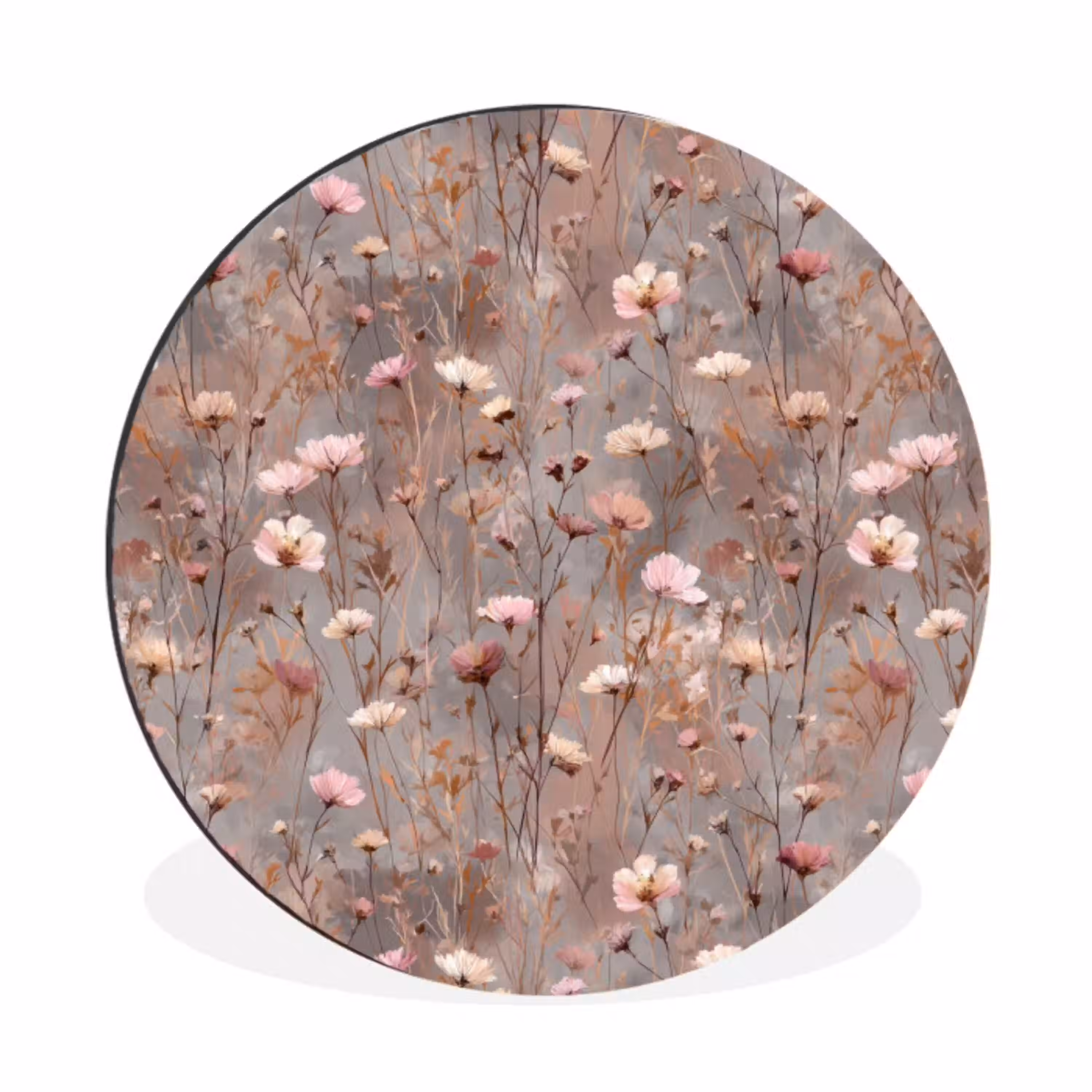 Bloemen - Wild - Pastel Wandcirkel aluminium klein 190 -3d