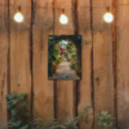 Doorkijk - Bloemen - Poort - Stenen tuinposter los doek klein -sfeer1