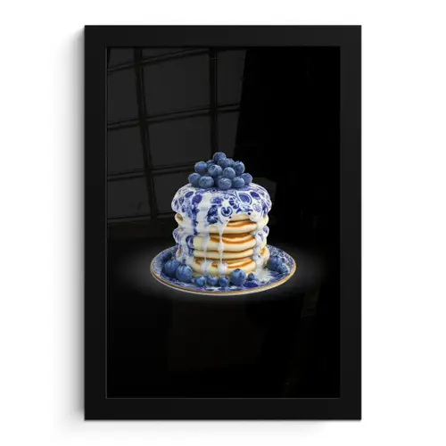 Pannenkoeken - Blauwe Bessen - Bord fotolijst zwart zonder passe partout klein -3d