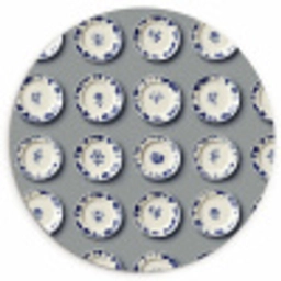 Borden - Bloemen - Blauw - Wit Wandcirkel kunststof plaat 5mm dik klein 188 -3d