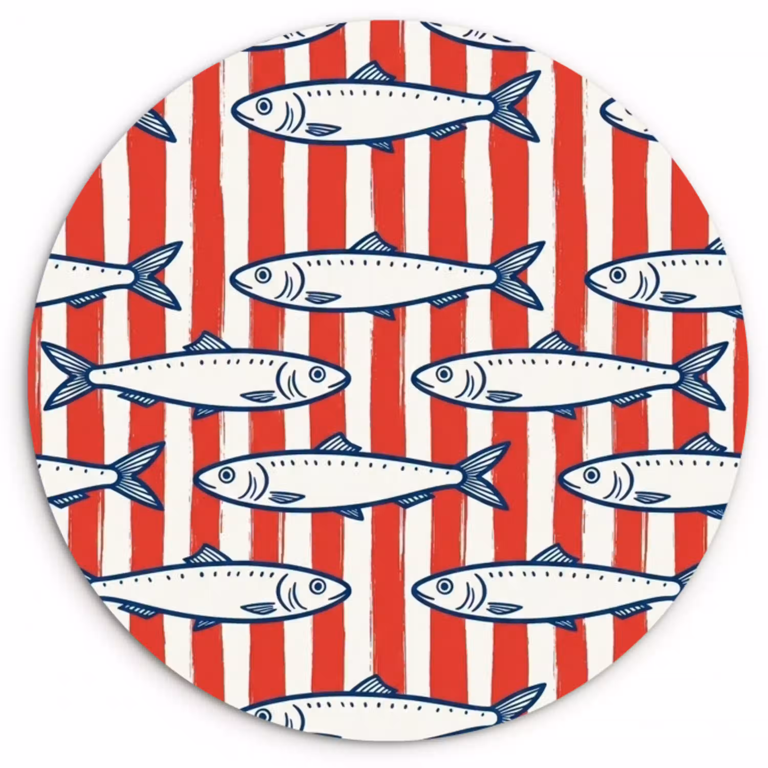 Vis - Patroon - Strepen - Illustratie - Rood Wandcirkel kunststof plaat 5mm dik klein -3d