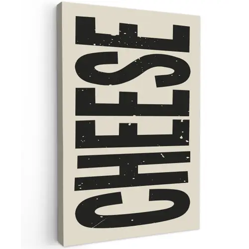 Kaas - Decoratie - Beige - Cheese Tuinposter op houten frame 2 cm dik klein -3d