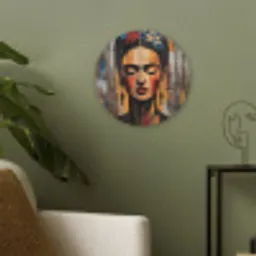 Portret - Vrouw - Bloemen Akoestische PET Vilt - Rond klein -sfeer2