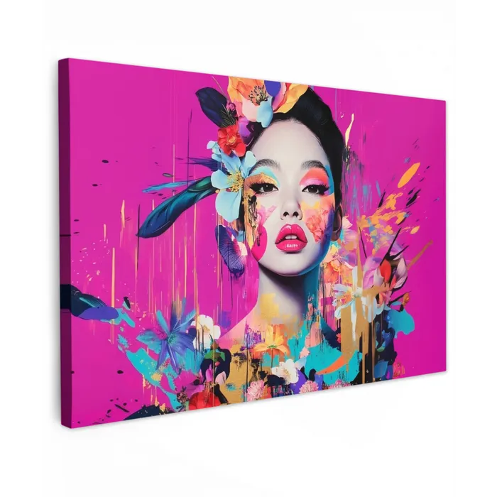 Vrouw - Portret - Abstract - Paars canvas 2cm klein -z3d