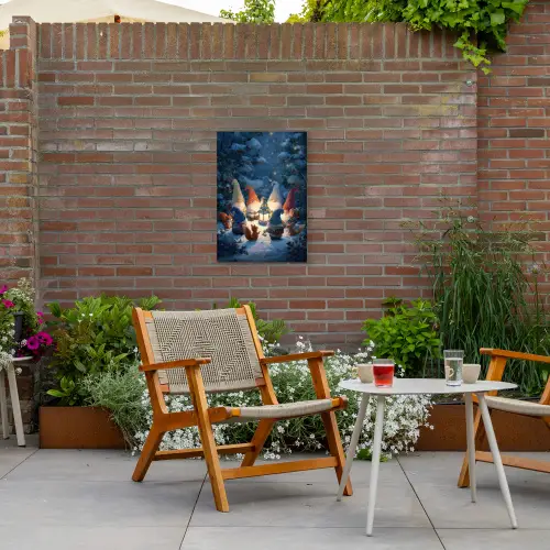 Winter - Gnooms - Eekhoorns - Meerkleurig Tuinposter op houten frame 2 cm dik klein -sfeer3