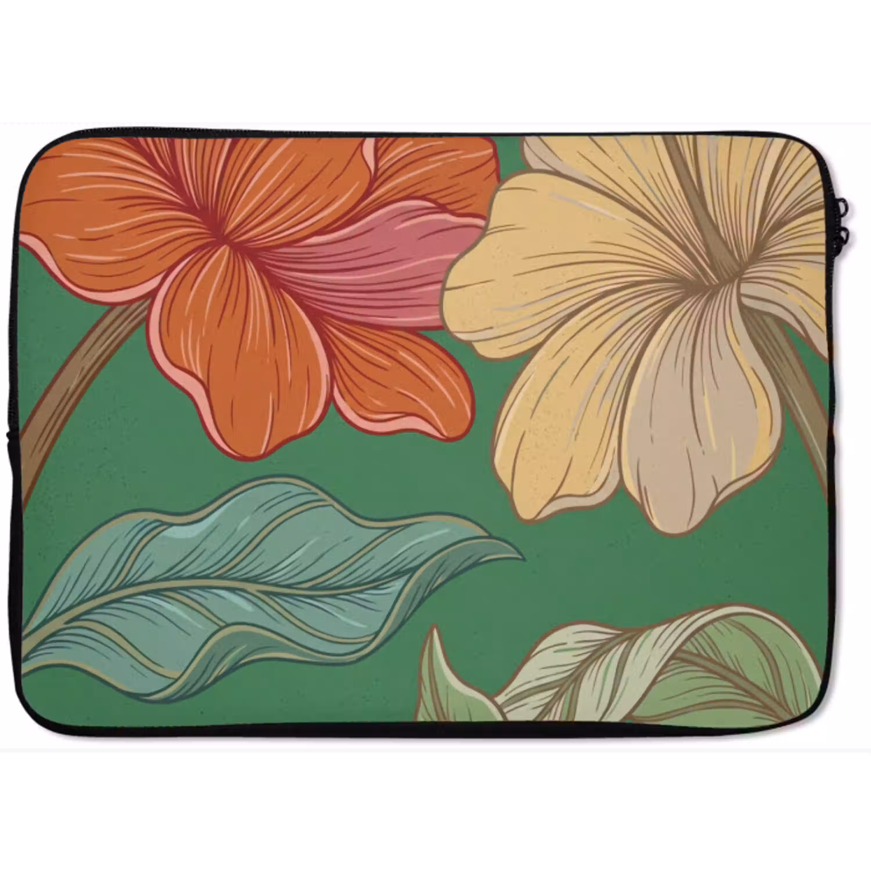 Bloemen - Groen - Illustratie laptophoes neopreen klein -zkaufland3dotto
