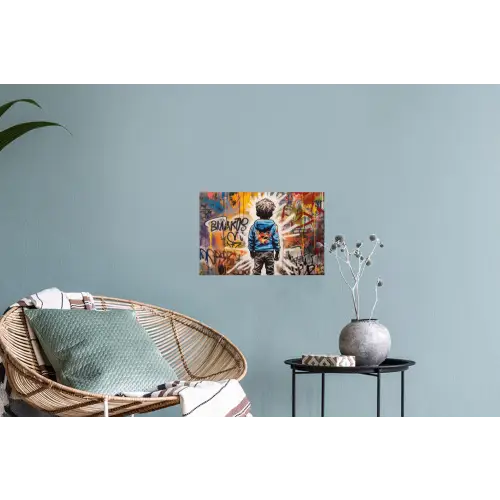 Graffiti - Jongen - Kleuren - Kunst - Street Art Muursticker klein -plant