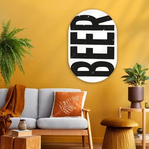 Bier - Japandi - Decoratie - Zwart Wandcirkel Ovaal Glas middel -sfeer4
