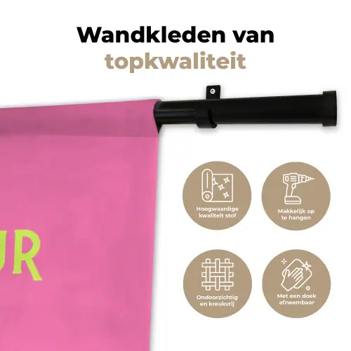 Roze - Groene Bonjour - art-deco Wandkleed katoen klein -sfeer2