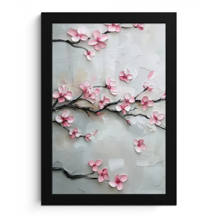 Bloesem - Kunstzinnig - Roze - Sakura fotolijst zwart zonder passe partout klein -3d