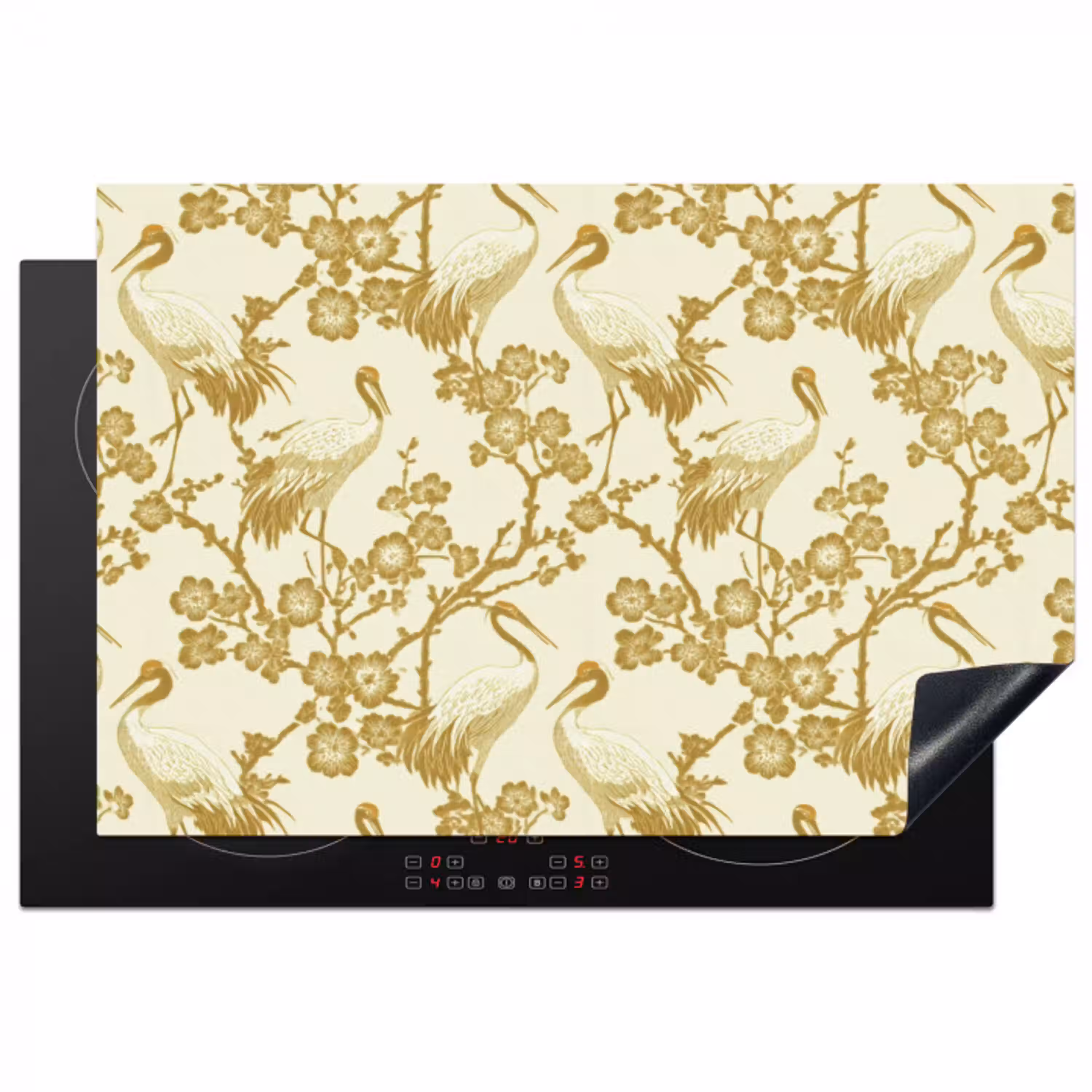 Kraanvogels - Kersenbloesem - Goud Inductie beschermer vinyl 3mm klein 276 -3d