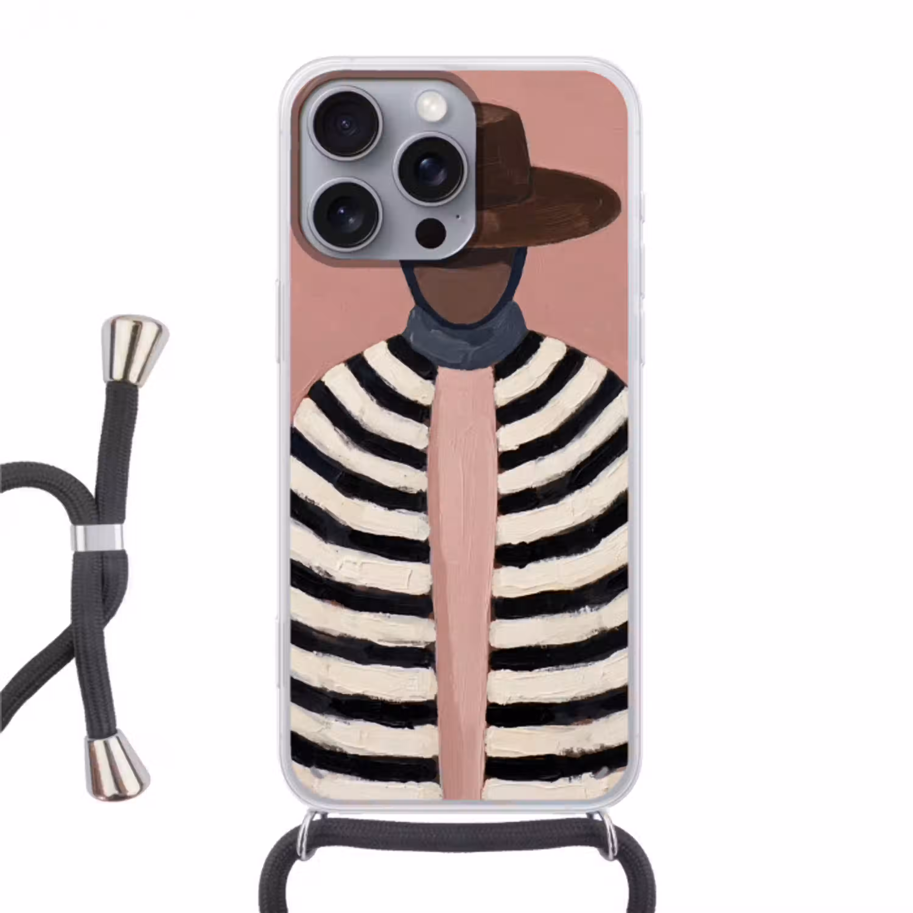 Grafisch - Vrouw - Roze Hoesje iPhone 16 Pro Max met koord klein -3d