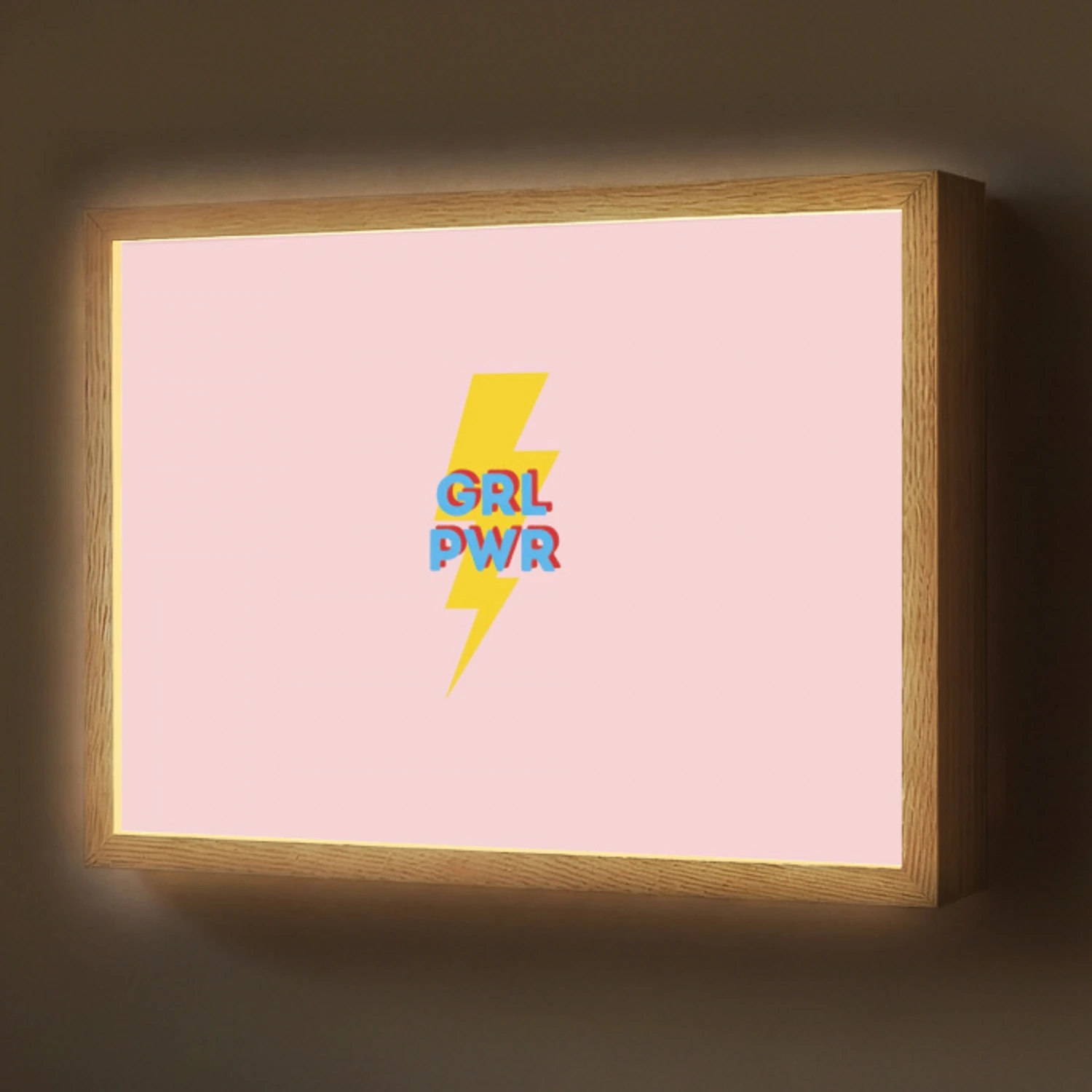 Grl pwr - Bliksem - Roze Light Box met batterij (Wandlamp) middel -z3d_website