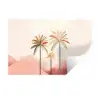 Palmbomen - Heuvels - Minimalistisch - Zachtroze Muursticker klein -3d