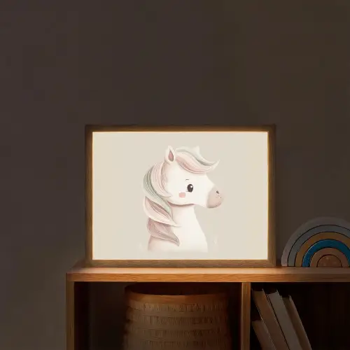 Pony - Minimalistisch - Pastel Light Box met batterij (Wandlamp kind) middel -sfeer1_kind