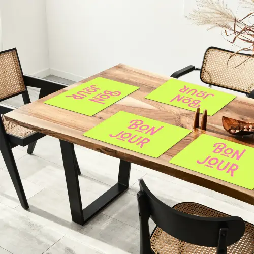 Groen - Roze bonjour - art-deco Placemat vinyl groot -zzsfeer4_Kitchenyeah-website