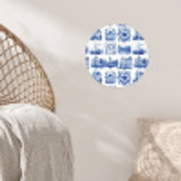 Huizen - Schepen - Blauw Wandcirkel behangsticker klein 186 -sfeer4