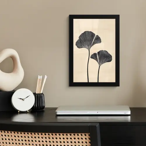 Bladeren - Minimalistisch - Zwart fotolijst zwart zonder passe partout klein -sfeer1