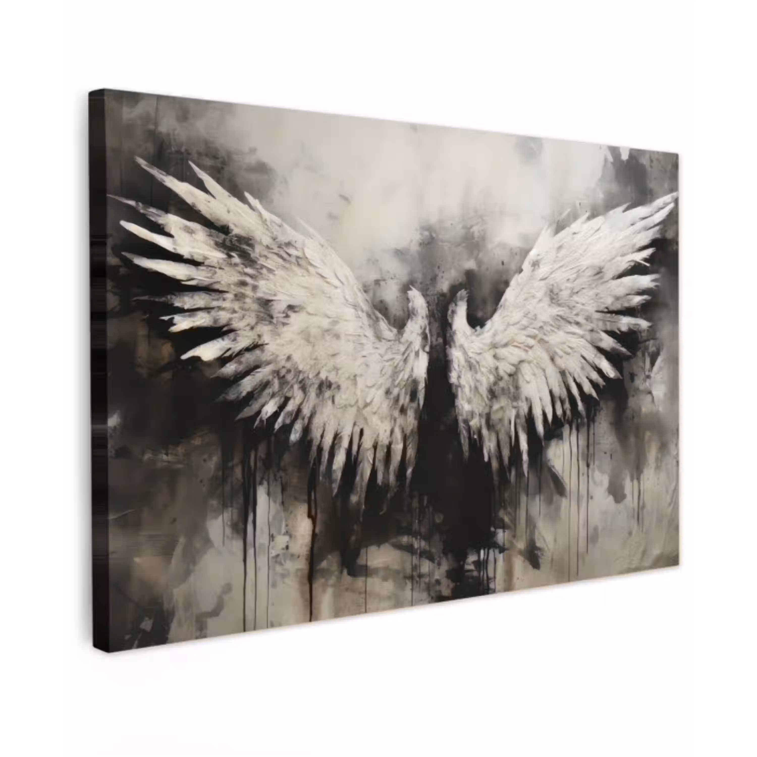 Engel - Vleugels - Zwart - Wit canvas 2cm klein -z3d