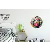 Vrouw - Kauwgom - Graffiti - Neonkleuren Wandcirkel aluminium klein -kinderkamer