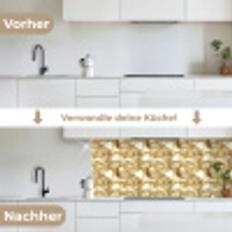 Vloeibaar - Druppels - Goud keuken achterwand 2 middel 871 -voor-na_DE