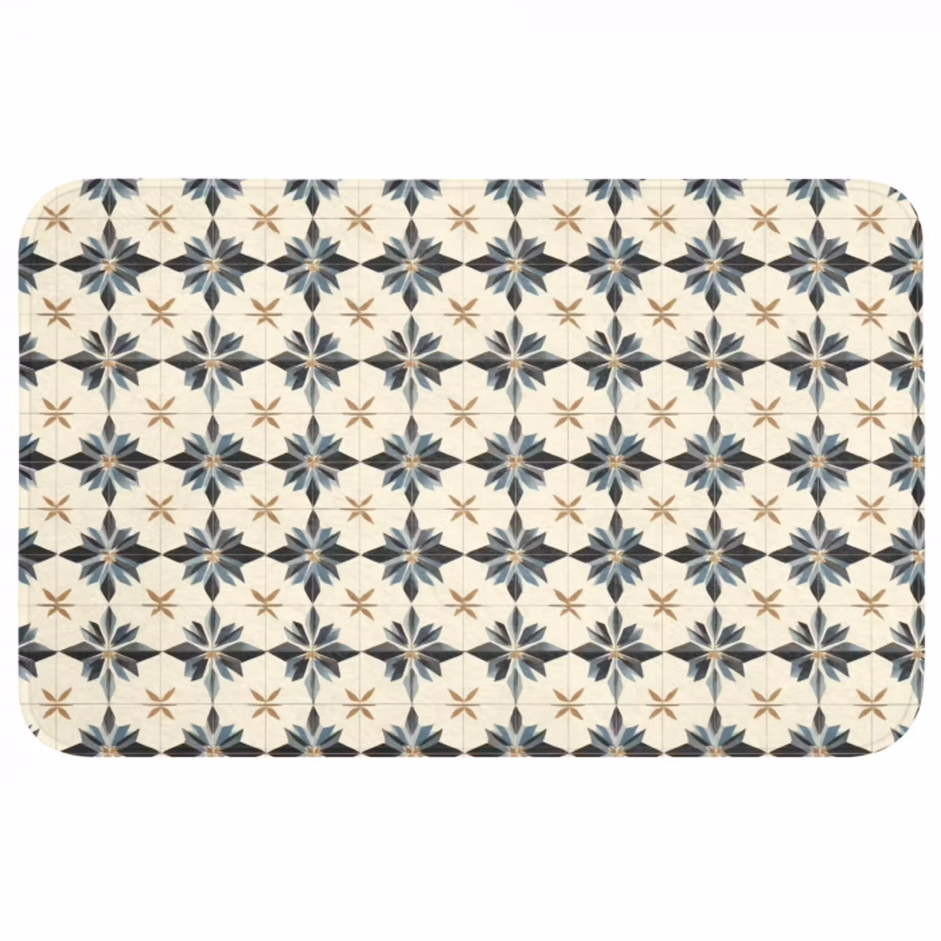 Sierlijk - Ornament - Blauw Badmat middel 997 -3d