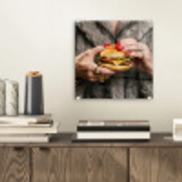Vrouw - Hamburger - Bontjas plexiglas 5mm klein -sfeer1