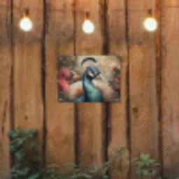 Pauw - Vogel - Bloemen - Planten - Pauwenveren tuinposter los doek klein -sfeer1