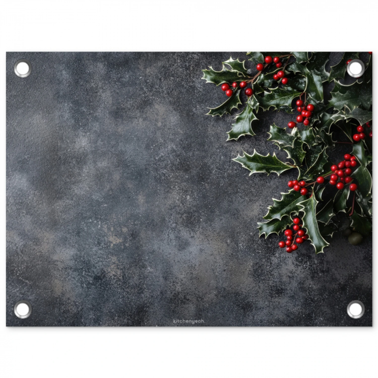 Winter - Hulst - Kerst - Beton tuinposter los doek klein -3d