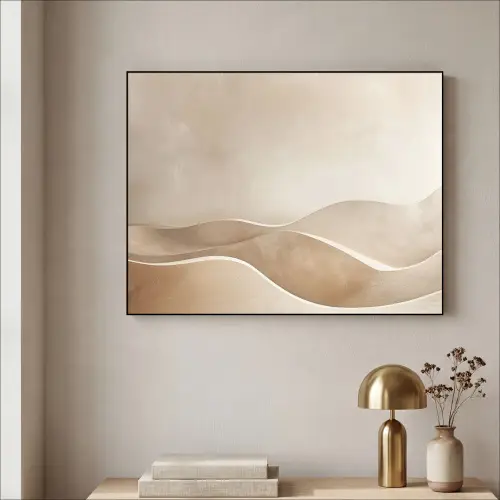 Beige - Natuur - Abstract - Modern Textielframe zwart klein -sfeer2