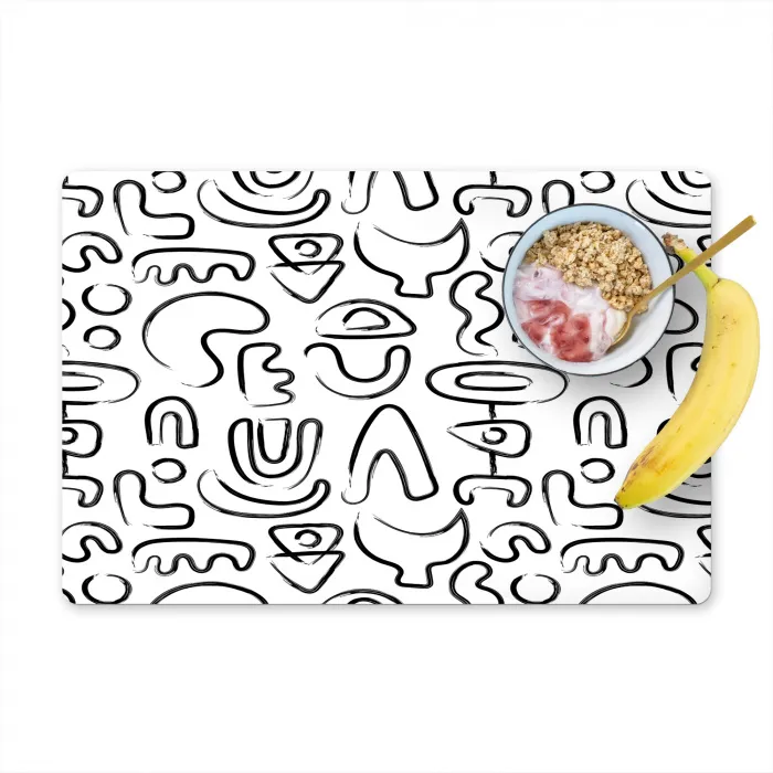 Vormen - Abstract - Zwart - Wit Placemat vinyl groot 368 -zzzproduct_Kitchenyeah-website