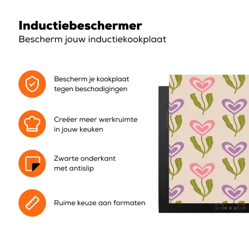 Bloemen - Hartjes - Patroon Inductie beschermer vinyl 3mm klein 276 -zzzzzzz-td-ups