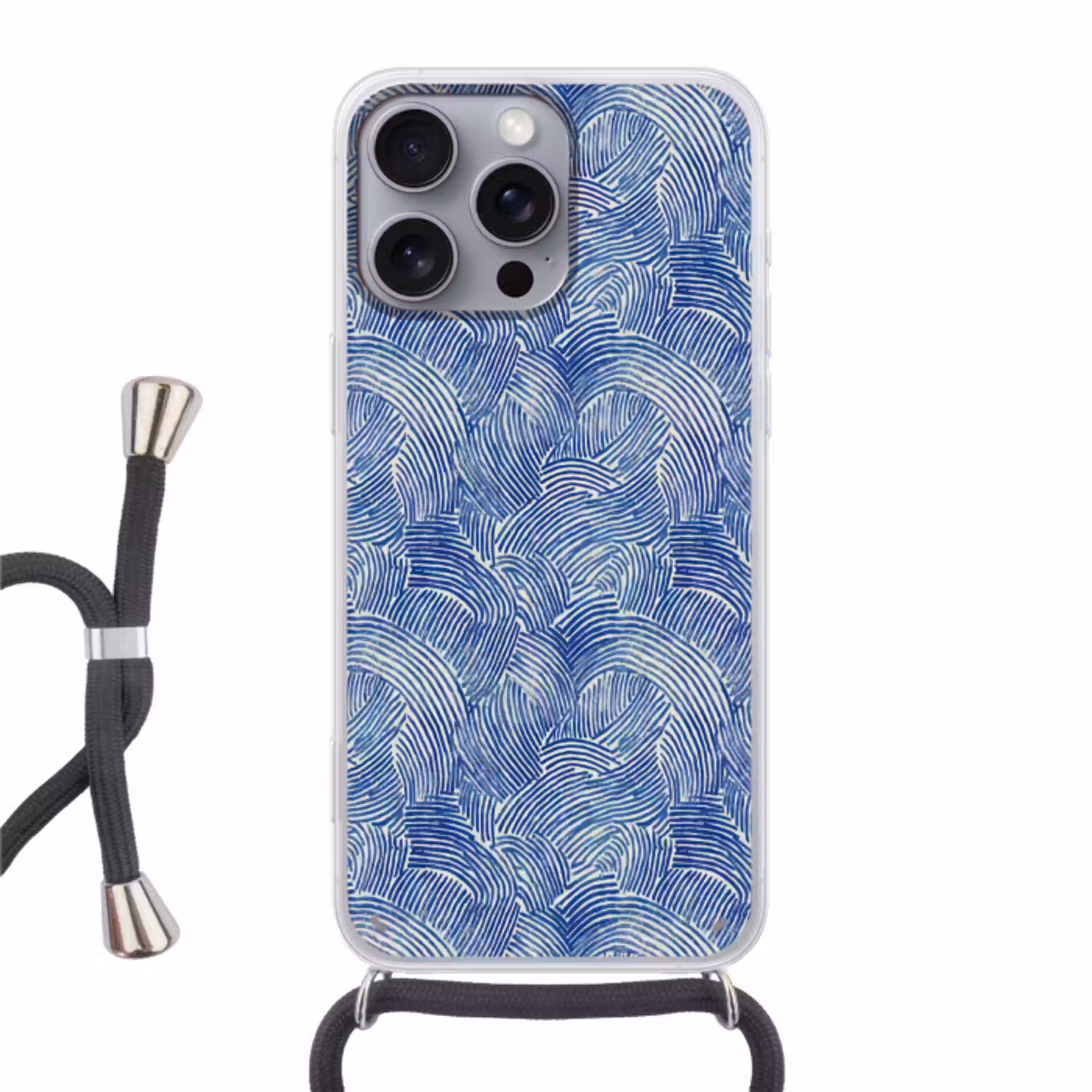 Modern - Abstract - Blauw Hoesje iPhone 16 Pro Max met koord klein 804 -3d