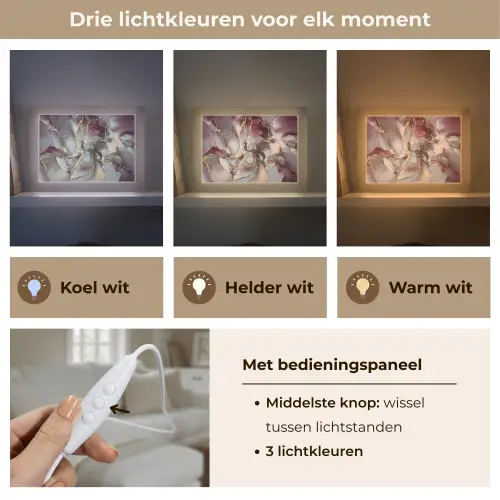 Goud - Marmer - Paars Light Box met kabel (Tafellamp) klein -USP_lichtkleurNL