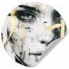 Portret - Vrouw - Penseelstreken - Goud Wandcirkel behangsticker klein -3d
