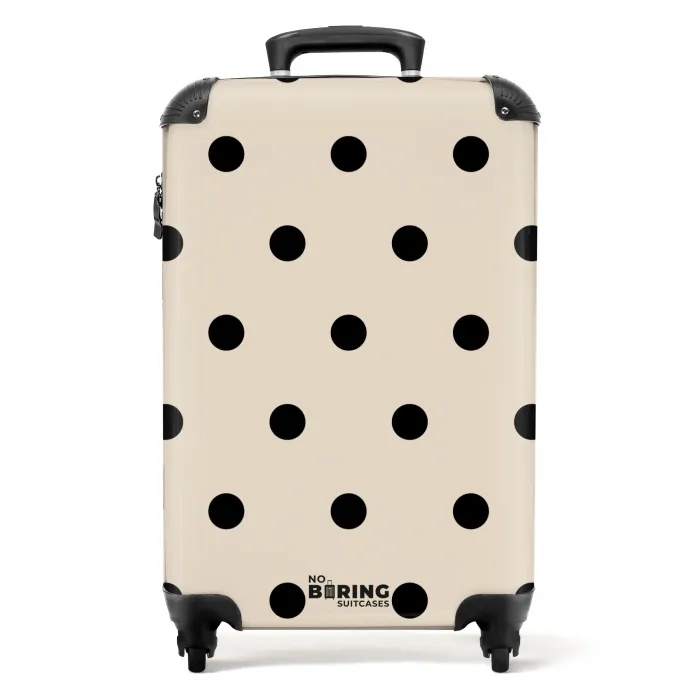 Beige achtergrond met zwarte stippen NBS - Handbagage koffer - Kinderen Unisex middel -productfoto_recht