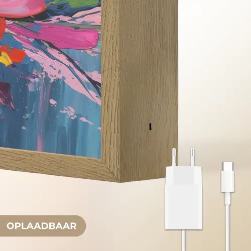Kleuruitbarsting - Expressieve sfeer - Bloem Light Box met batterij (Wandlamp) middel -USP_websiteoplaadbaarNL
