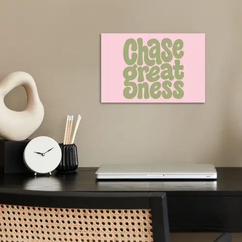 Chase greatness - Groen - Roze - Retro poster papier klein -sfeer1