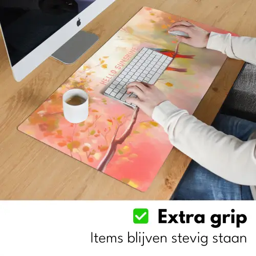 Vogels - Tak - Quote - Roze Muismat XXL klein -sfeer3