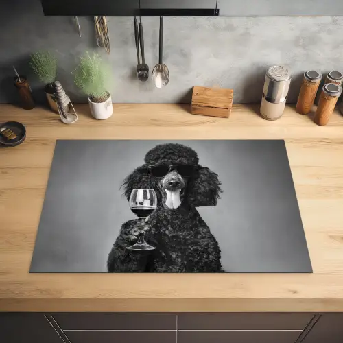 Hond - Krullen - Zonnebril - Wijn Inductie beschermer vinyl 3mm klein -sfeer5