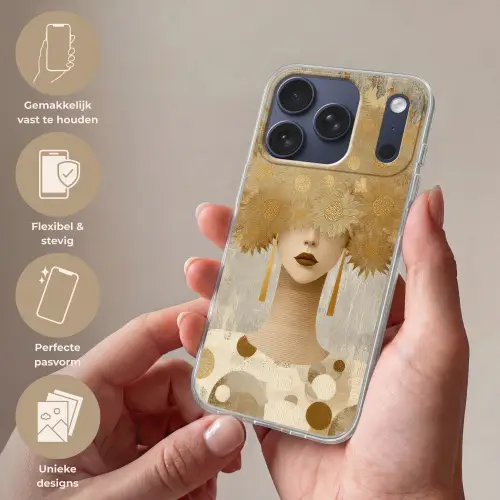 Goud - Portret - Vrouw Telefoonhoesje iPhone 17 Pro klein -sfeer3_NL