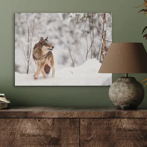 Wolf - Winter - Sneeuw - Natuur - Dieren PET vilt klein -sfeer2