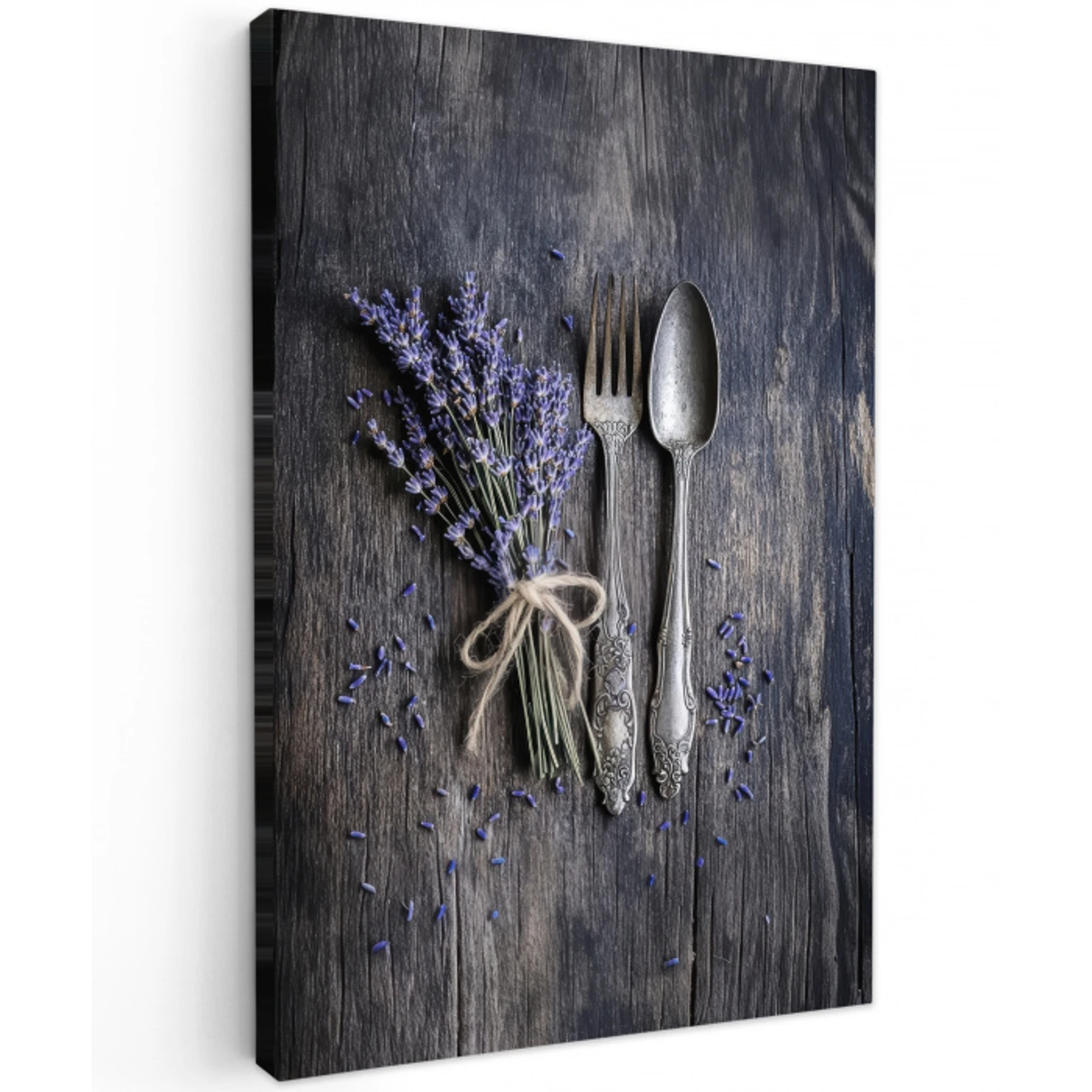 Lavendel - Lepel - Vork Tuinposter op houten frame 2 cm dik middel -3d