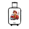 Brandweer in een rood brandweerautootje Kinderkoffer - Zwart klein -3d