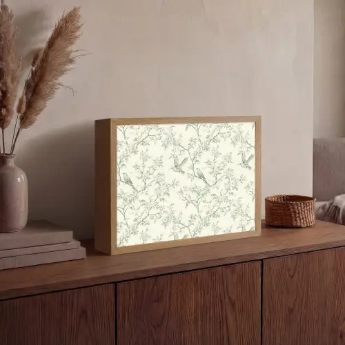 Klassiek - Vogels - Groen Light Box met batterij (Wandlamp) middel 907 -sfeer2