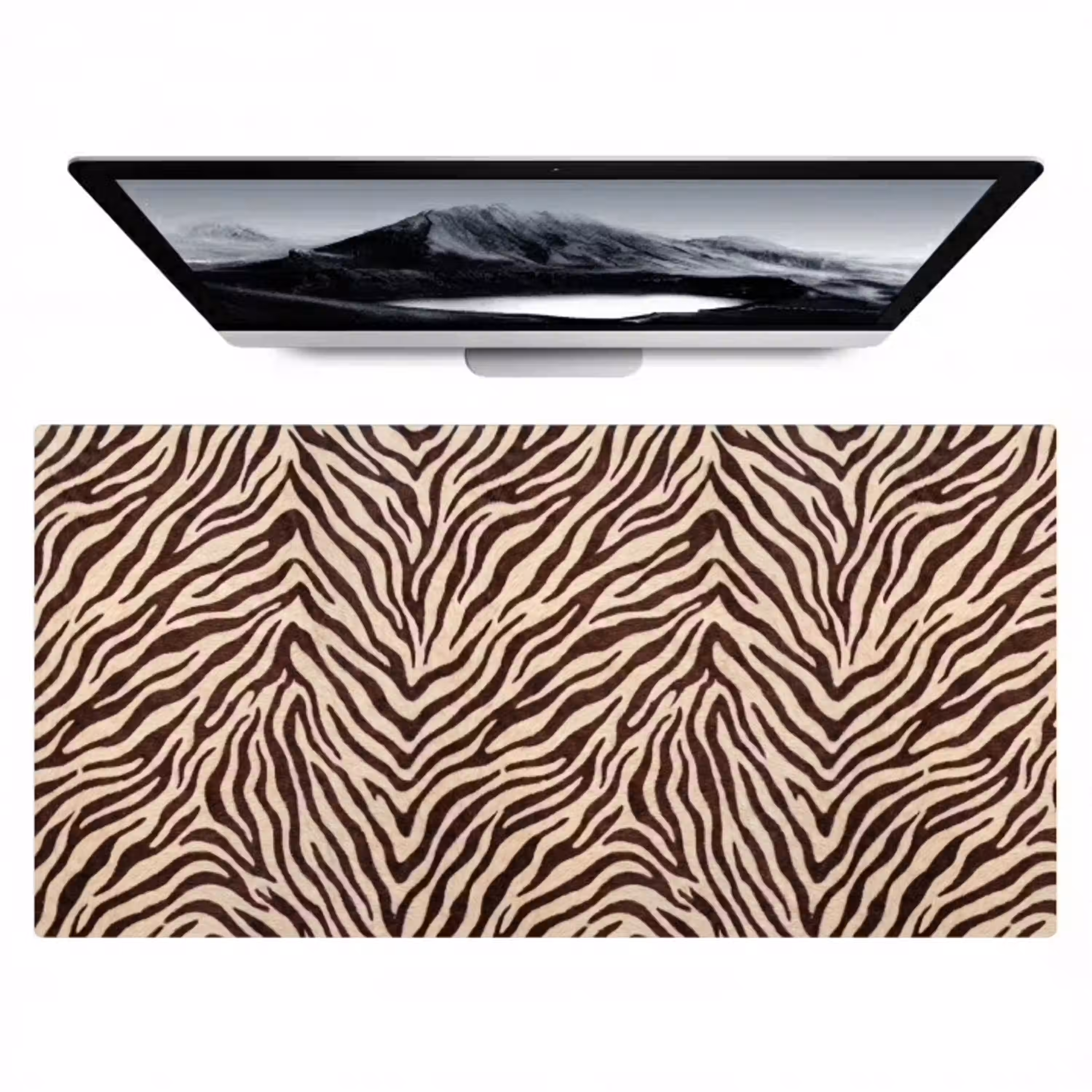 Zebra - Strepen - Bruin Muismat XXL klein -zzz3d