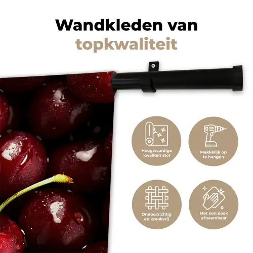 Rood - Fruit - Kersen Wandkleed katoen klein -sfeer2