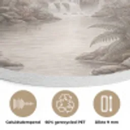 Jungle - Watervallen - Tropisch - Illustratie Akoestische PET Vilt - Rond klein -closeup_NL