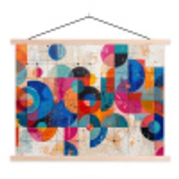 Kunst - Geometrisch - Abstract - Kleurrijk textielposter latten blank klein -3d