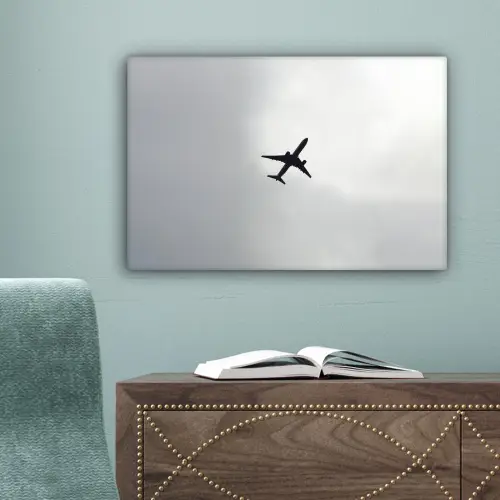Minimalistisch - Silhouet - Zwart - Vliegtuig canvas 2cm klein -sfeer4